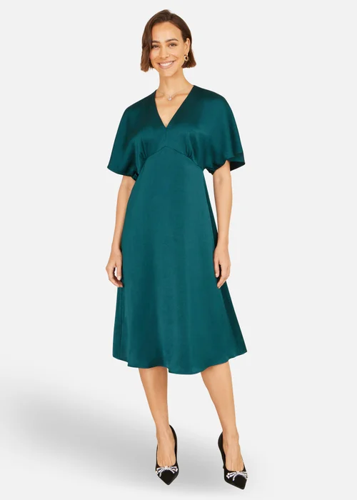 Yumi Green Satin Midi Kimono Dress - 12 Image 2