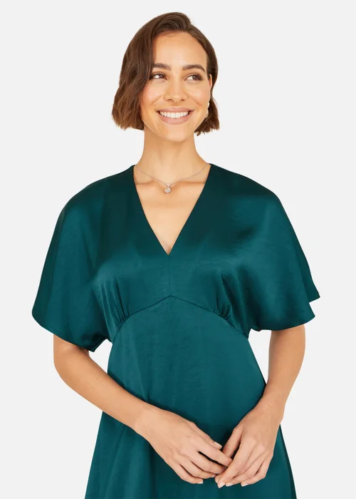 Yumi Green Satin Midi Kimono Dress - 12 Image 3