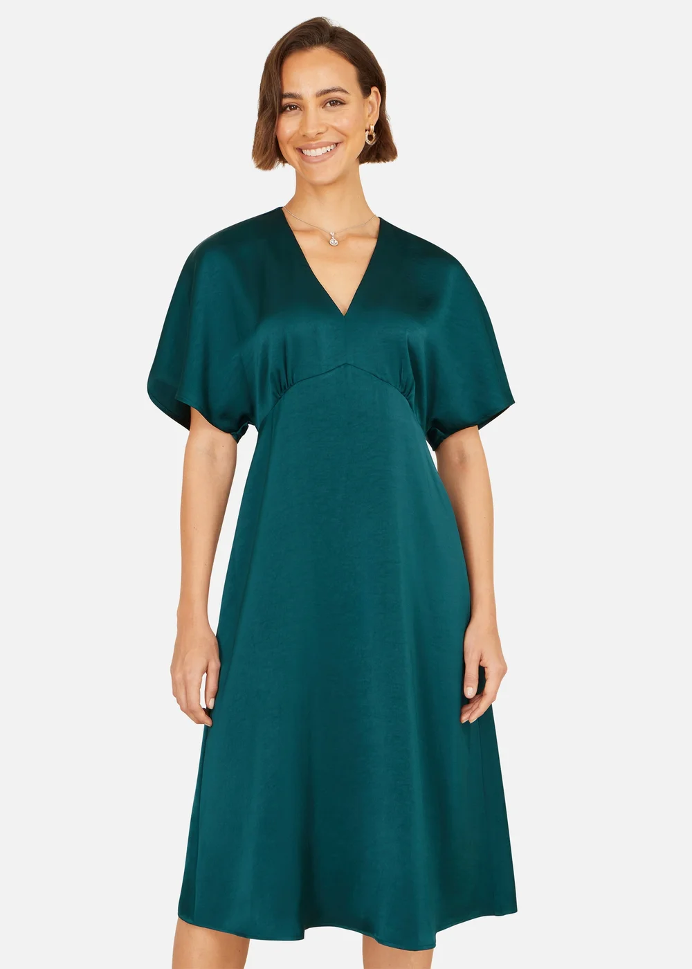 Yumi Green Satin Midi Kimono Dress - 12 Image 1