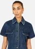 Yumi Blue Denim Stretch Shirt Dress With Pocket Details - 14 Image 3