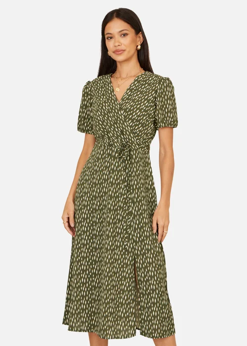 Yumi Green Spot Wrap Midi Tea Dress - 16 Image 1