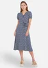 Yumi Navy Floral Midi Shirt Dress - 8 Image 2