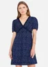 Yumi Navy Spot Print Lace Trim Skater Dress - 12 Image 1