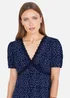 Yumi Navy Spot Print Lace Trim Skater Dress - 12 Image 3