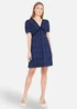 Yumi Navy Spot Print Lace Trim Skater Dress - 12 Image 2