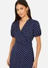 Yumi Navy Spot Wrap Midi Tea Dress - 14 Image 3
