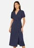Yumi Navy Spot Wrap Midi Tea Dress - 14 Image 1