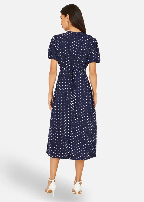 Yumi Navy Spot Wrap Midi Tea Dress - 14 Image 2