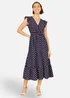 Yumi Navy Spot Ruched Waist Midi Dress - 16 Image 3