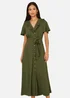 Yumi Green Ruffle Collar Midi Shirt Dress - 12 Image 1