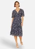 Yumi Navy Floral Mesh Wrap Dress - 16 Image 2