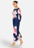 Yumi Navy Floral Placement Long Sleeve Mesh Maxi Dress - 14 Image 3