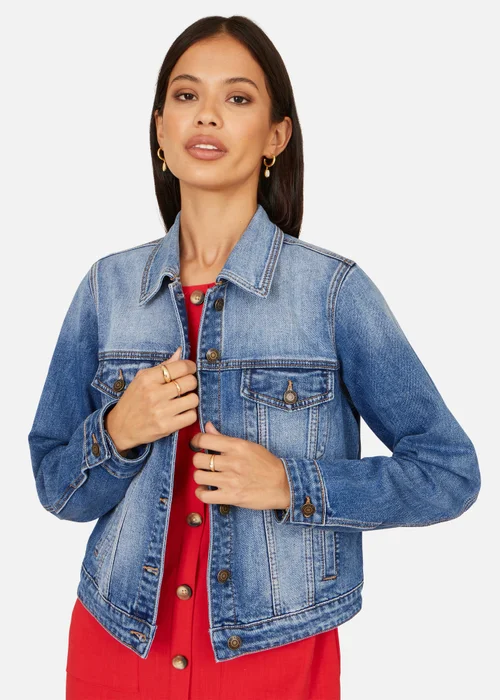 Yumi Blue Stretch Washed Denim Jacket - 8 Image 3