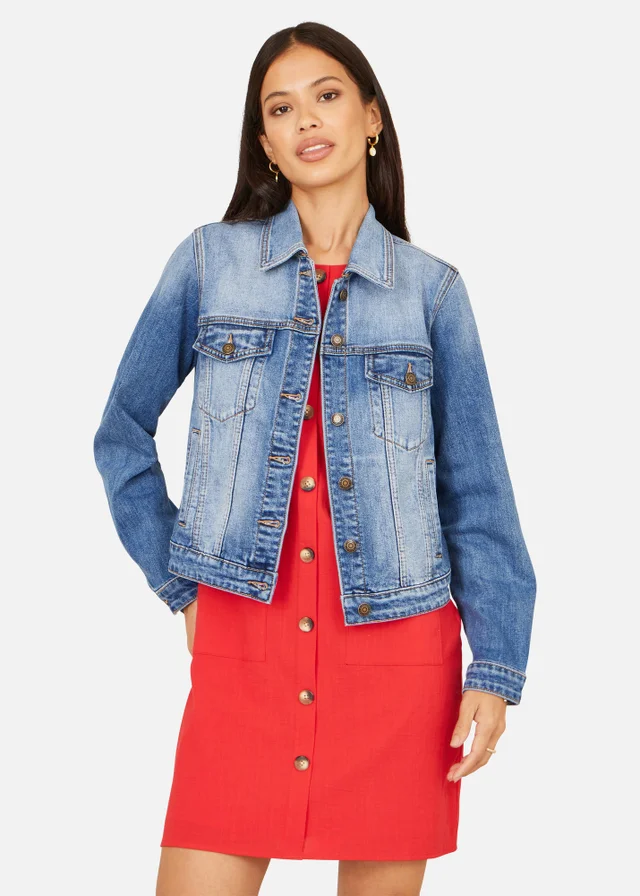 Yumi Blue Stretch Washed Denim Jacket