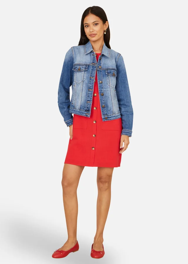 Yumi Blue Stretch Washed Denim Jacket