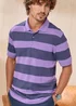 Cotton Traders Soft Iris Signature Short Sleeve Textured Stripe Polo Shirt - 4XL Image 1