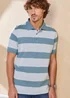 Cotton Traders Coastal Blue Signature Short Sleeve Textured Stripe Polo Shirt - 2XL Image 1