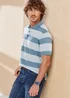 Cotton Traders Coastal Blue Signature Short Sleeve Textured Stripe Polo Shirt - 2XL Image 4