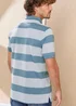 Cotton Traders Coastal Blue Signature Short Sleeve Textured Stripe Polo Shirt - 2XL Image 2