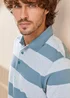 Cotton Traders Coastal Blue Signature Short Sleeve Textured Stripe Polo Shirt - 2XL Image 3