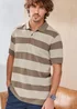 Cotton Traders Mocha Signature Short Sleeve Textured Stripe Polo Shirt - 4XL Image 1