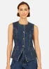 Yumi Blue Stretch Long Denim Waistcoat - 16 Image 3