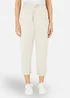 Yumi Cream Cotton Relaxed Stretch Trousers With Pockets - M Image 2