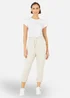 Yumi Cream Cotton Relaxed Stretch Trousers With Pockets - M Image 1
