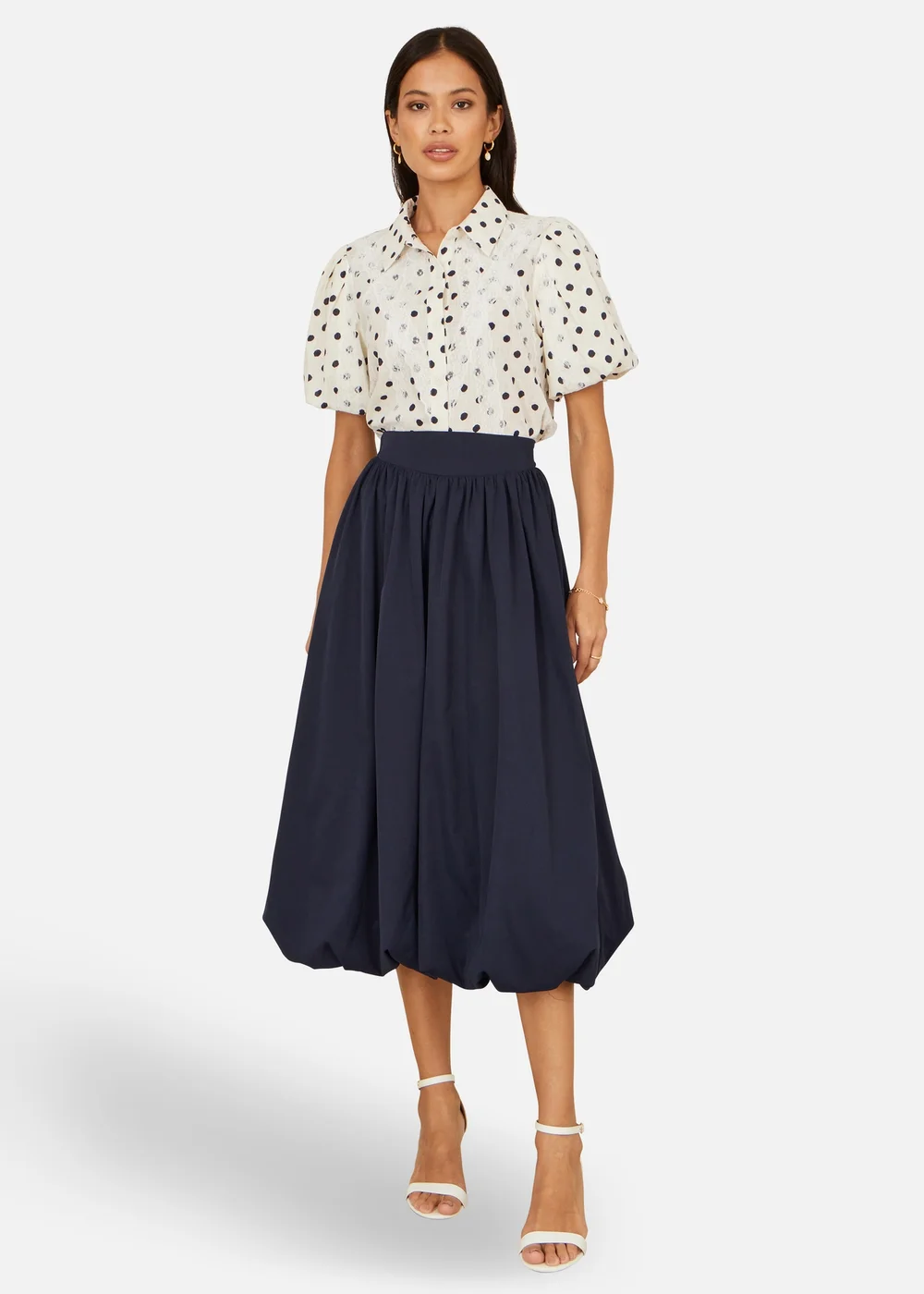 Yumi White Polka Dot Lace Boxy Shirt - 18 Image 3