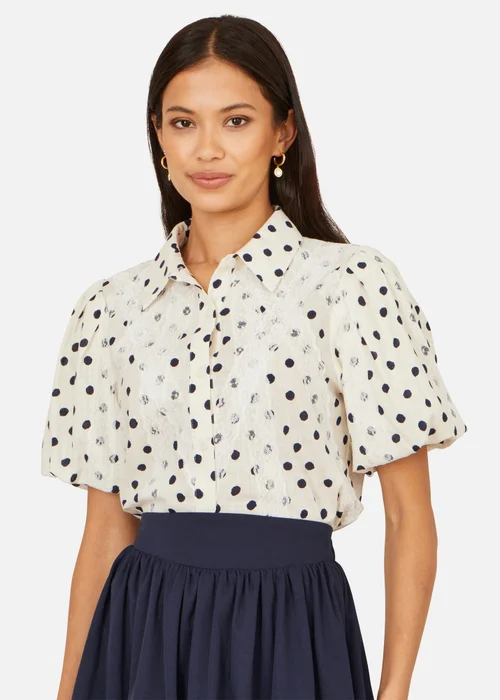 Yumi White Polka Dot Lace Boxy Shirt - 18 Image 1