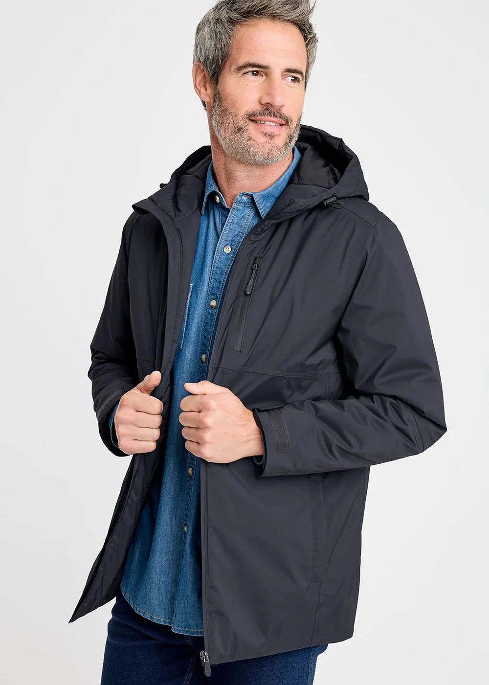 Cotton Traders Anthracite Quilt Lined Waterproof Jacket - 3XL Image 3