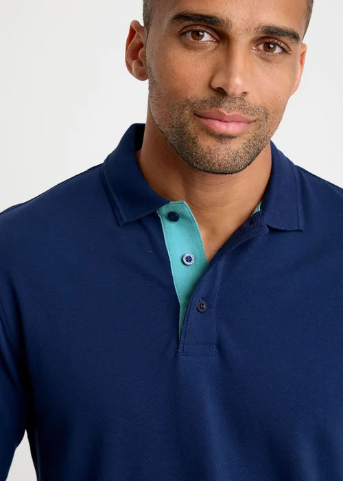 Cotton Traders Atlantic Blue Short Sleeve Polo Shirt - 4XL Image 4