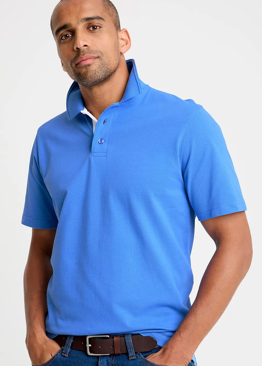 Cotton Traders French Blue Short Sleeve Polo Shirt - 2XL Image 1