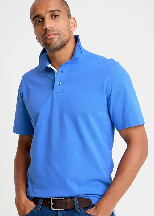 Cotton Traders French Blue Short Sleeve Polo Shirt - 2XL Image 1