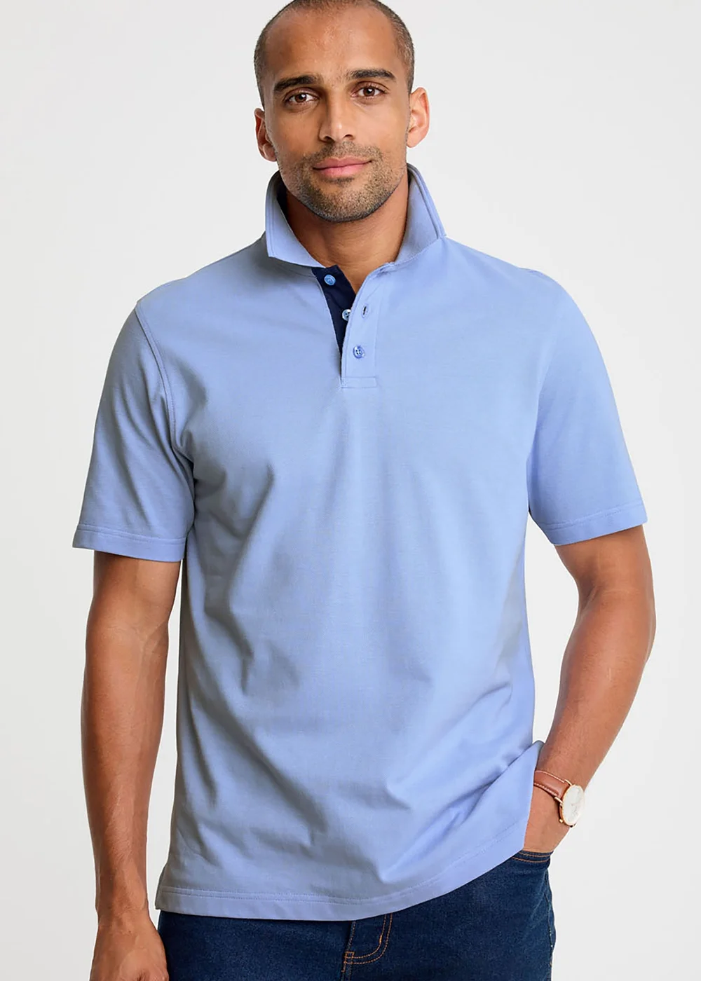 Cotton Traders Blue Sky Short Sleeve Polo Shirt - 5XL Image 2