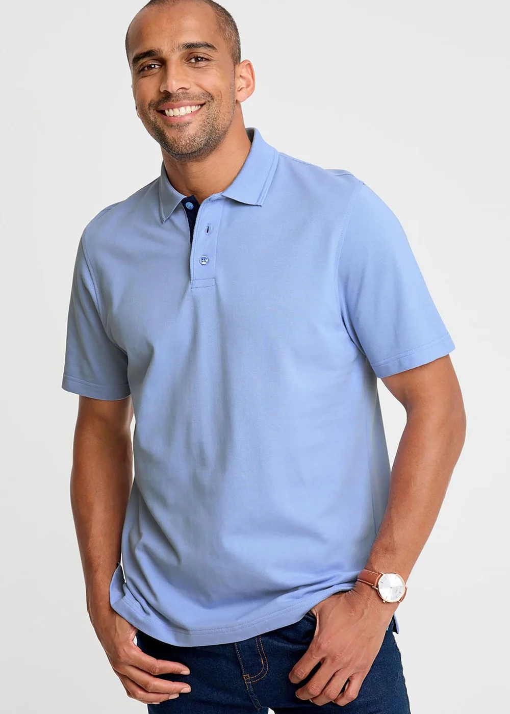 Cotton Traders Blue Sky Short Sleeve Polo Shirt - 5XL Image 1