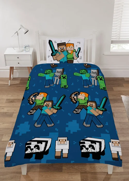 Minecraft Dark Blue Duvet Set Beddings - Single Image 1