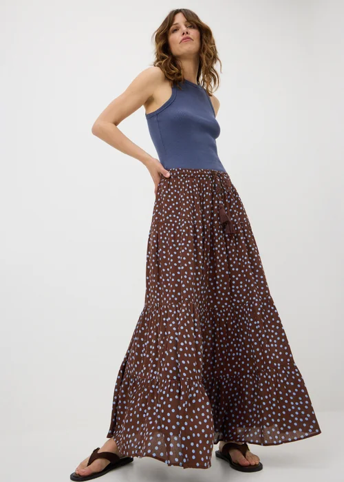 Blue Spot Print Cheesecloth Maxi Skirt - 22 Image 1