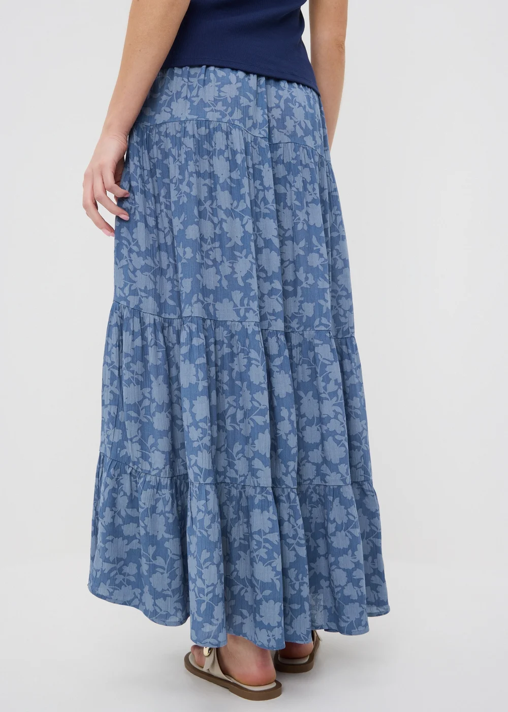 Blue Floral Tiered Maxi Skirt - 12 Image 2