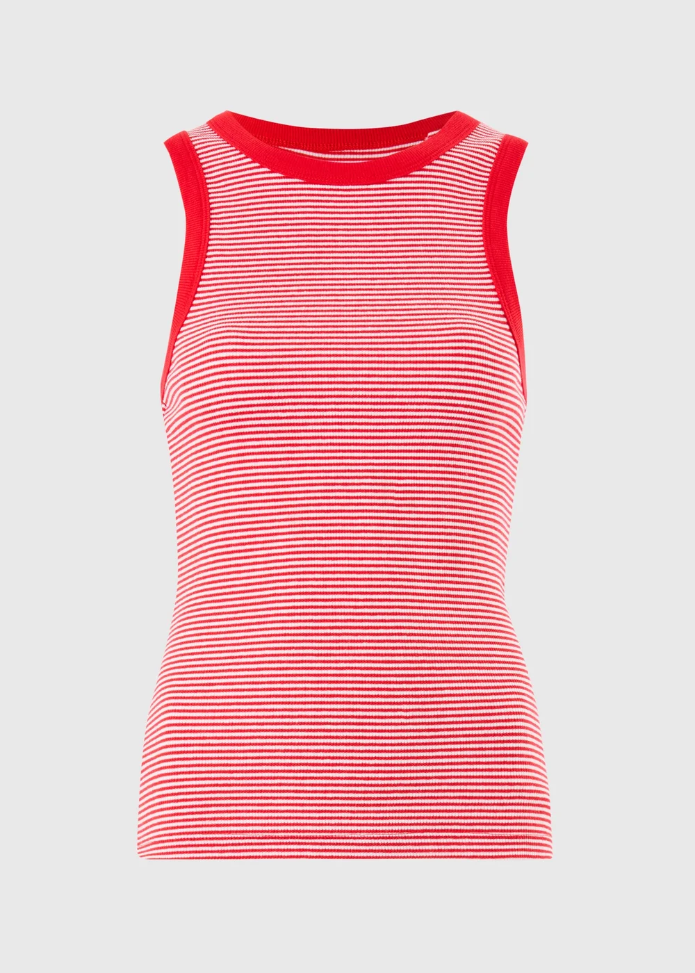 Red Striped High Neck Ribbed Vest - 12 Image 1