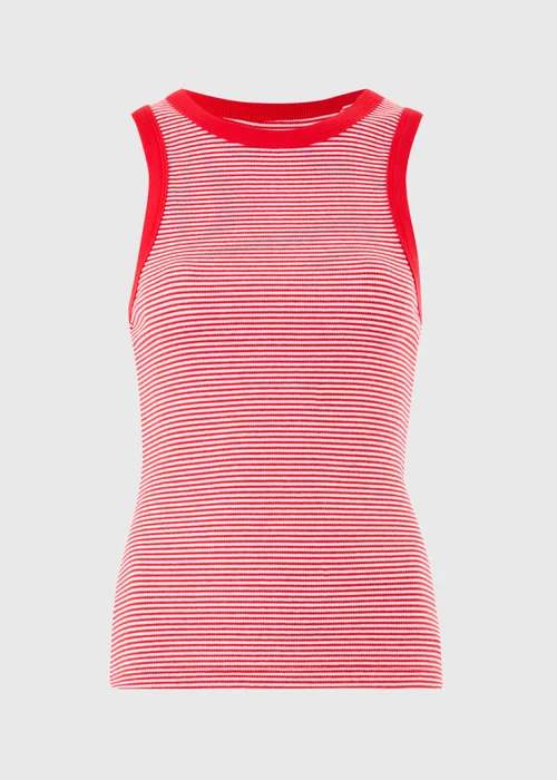 Red Striped High Neck Ribbed Vest - 12 Image 1