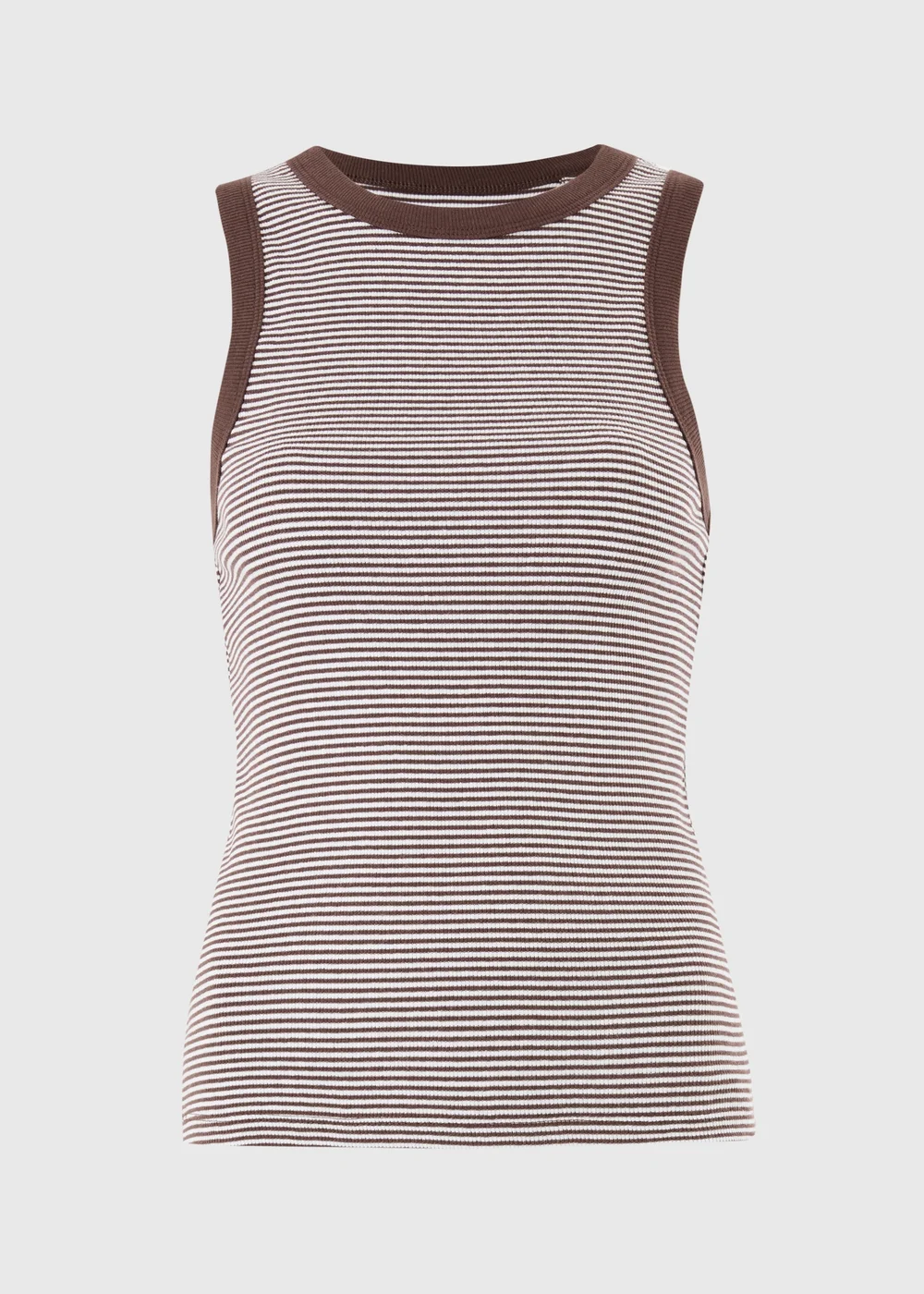 Chocolate Brown Stripe Ribbed Racer Top - 8 Image 2