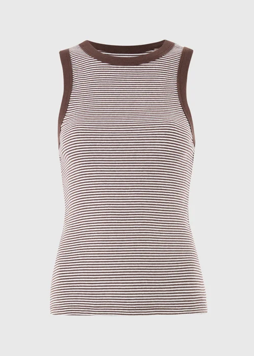 Chocolate Brown Stripe Ribbed Racer Top - 8 Image 2