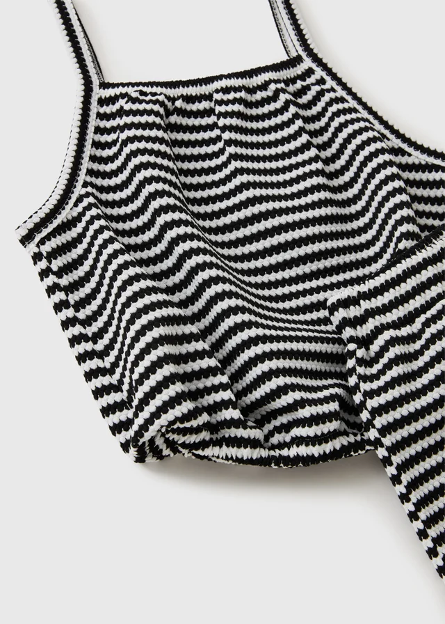 Girls Black Stripe Vest & Short Set (7-15yrs)