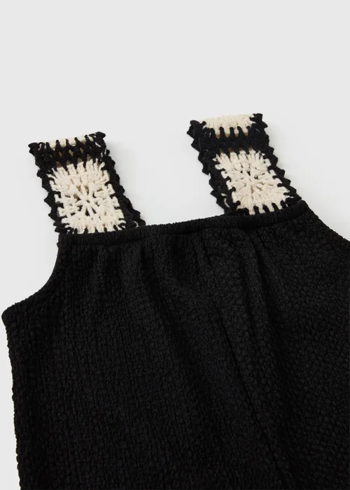Girls Black Crinkle Crochet Jumpsuit (7-15yrs) - 7 Yrs Image 2