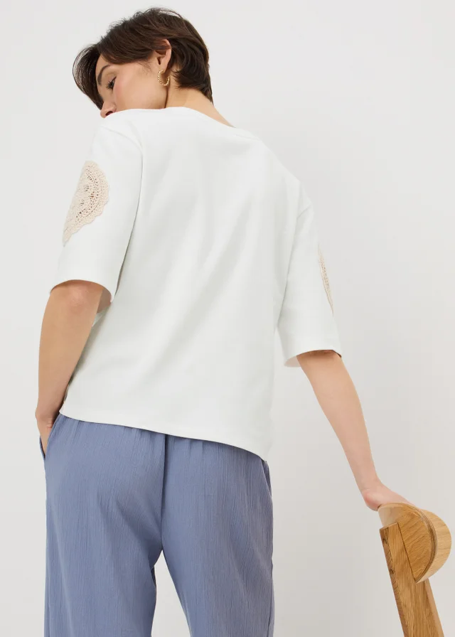 Ivory Crochet Patch T-Shirt