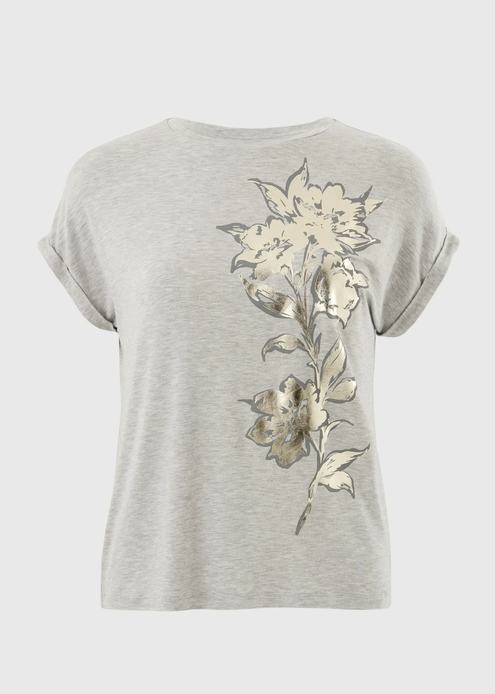 Grey Floral Foil T-Shirt - 8 Image 1