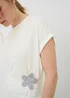 White Embellished Flower Waist Top - Size 8 Image 3