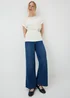 White Embellished Flower Waist Top - Size 8 Image 2