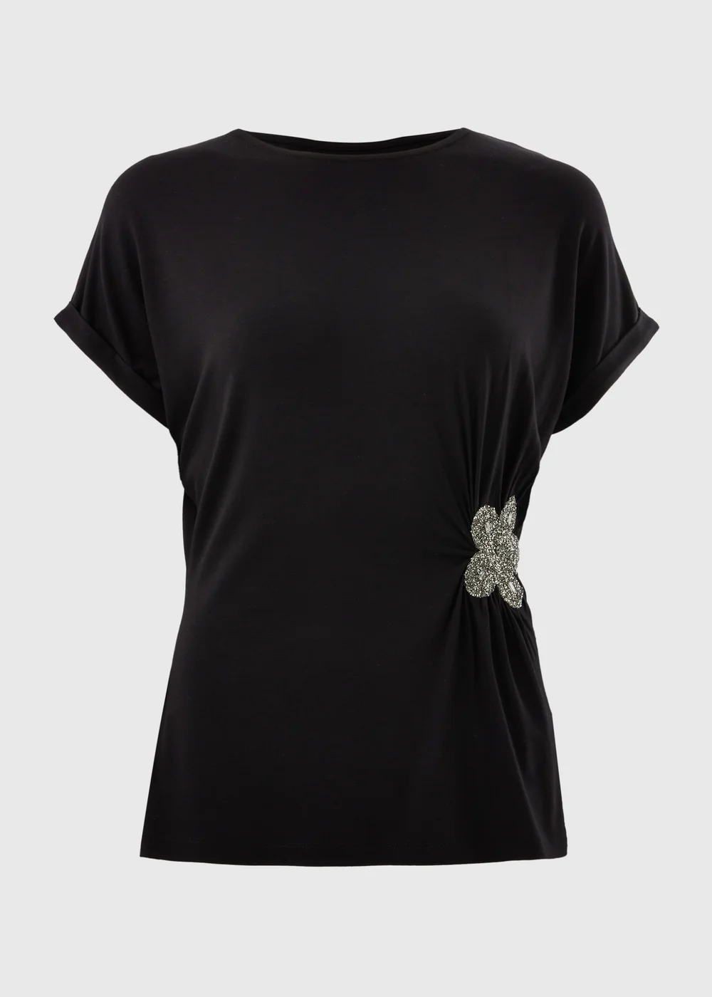 Black Embellished Waist T-Shirt - 8 Image 1
